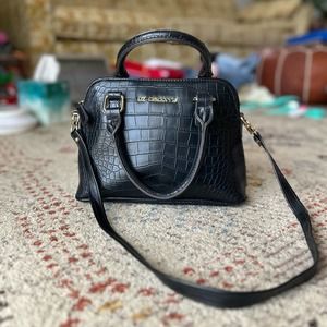 Liz Claiborne Faux Leather Black top handle shoulder bag